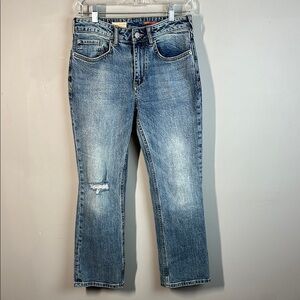 Anthropologie Womens Pilcro Light Wash Distressed Yaya Kick Flare Jeans Size  27